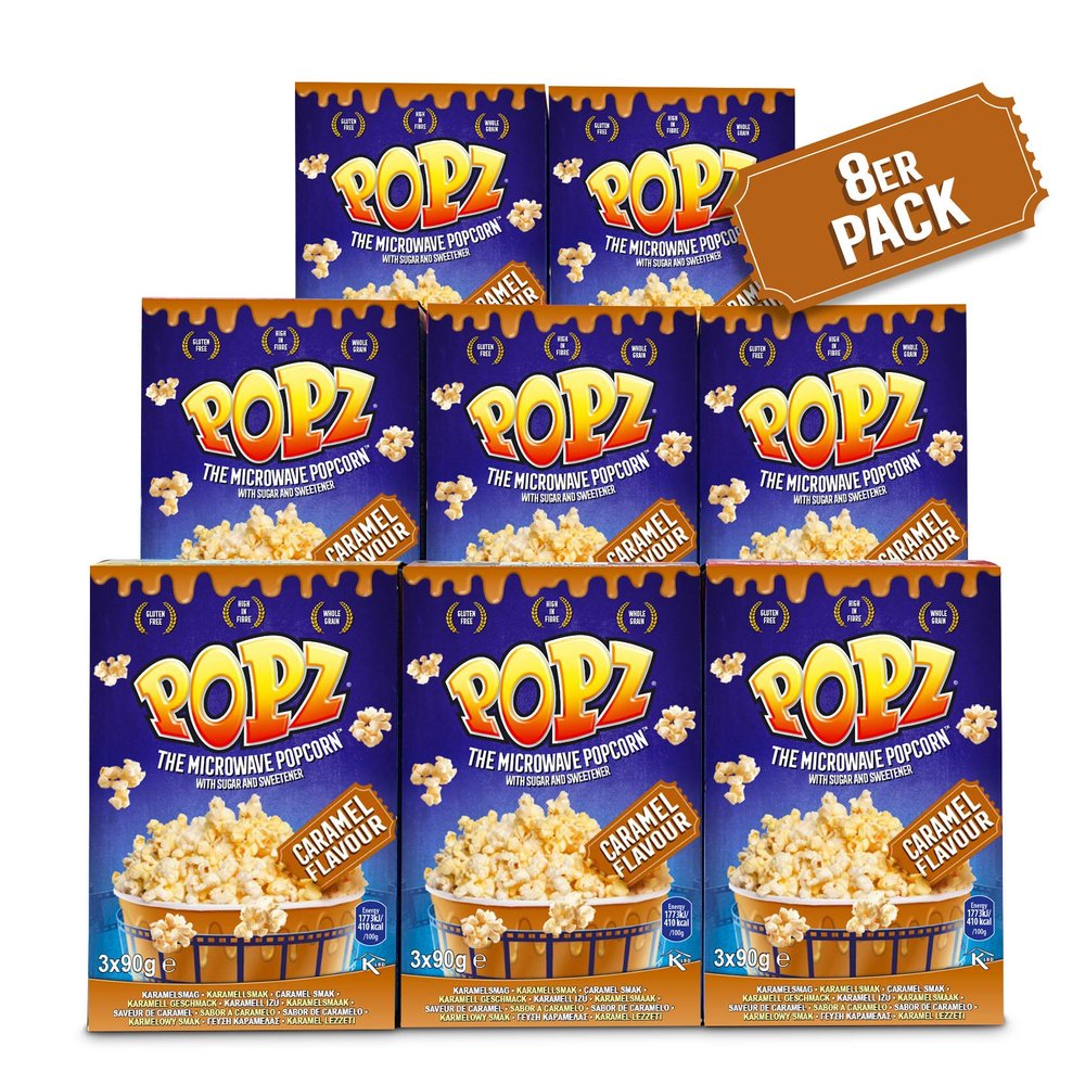 Popz Caramel Popcorn, 8-Pack (8 x 270 g), 2.16 kg