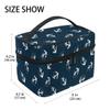 HaJie Large-Capacity Makeup Bag, Navy Blue Anchor Pattern view 2
