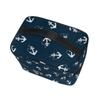 HaJie Large-Capacity Makeup Bag, Navy Blue Anchor Pattern view 3