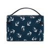 HaJie Large-Capacity Makeup Bag, Navy Blue Anchor Pattern view 4