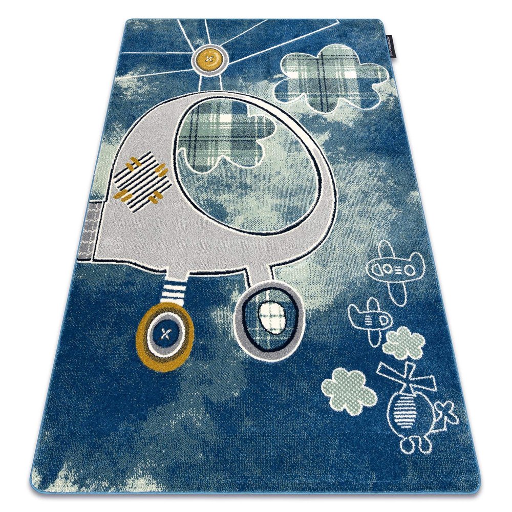 rugsx Petit Helicopter Children's Rug, Blue, 80 x 150 cm