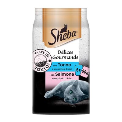 SHEBA Délices Gourmands Fresh Pouches, 12 x (6 x 50 g), Taste of Tokyo