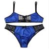 Zaldita Men's Sissy Costume Satin Underwear Set, Mesh Bra with G-String, Blue, L view 4