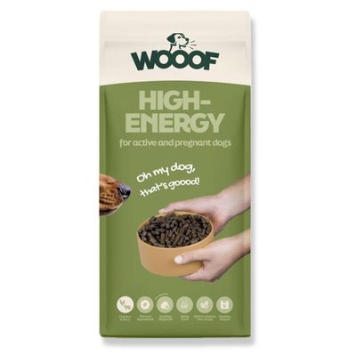 WOOOF High Energy 18 kg Cold-Pressed Dog Food | High-Energy Dry Food with Beef for Active Dogs