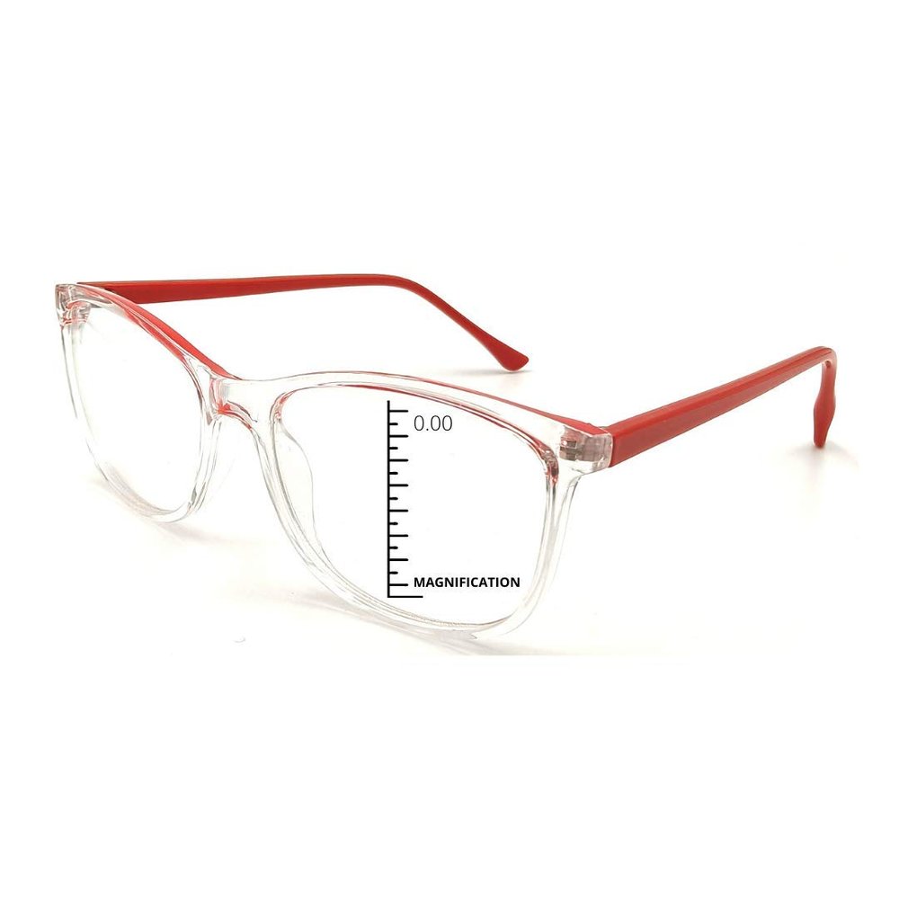 ProEyes Lynx Progressive Blue-Light-Blocking Readers, Red, 1.00