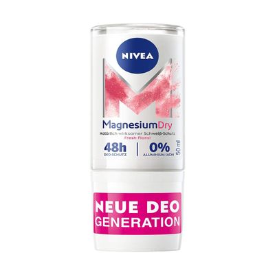 NIVEA MagnesiumDry Fresh Floral Deo Roll-On, 50 ml