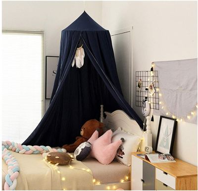 RAILONCH Baby Bed Canopy, Princess Lace Mosquito Net, Dark Blue