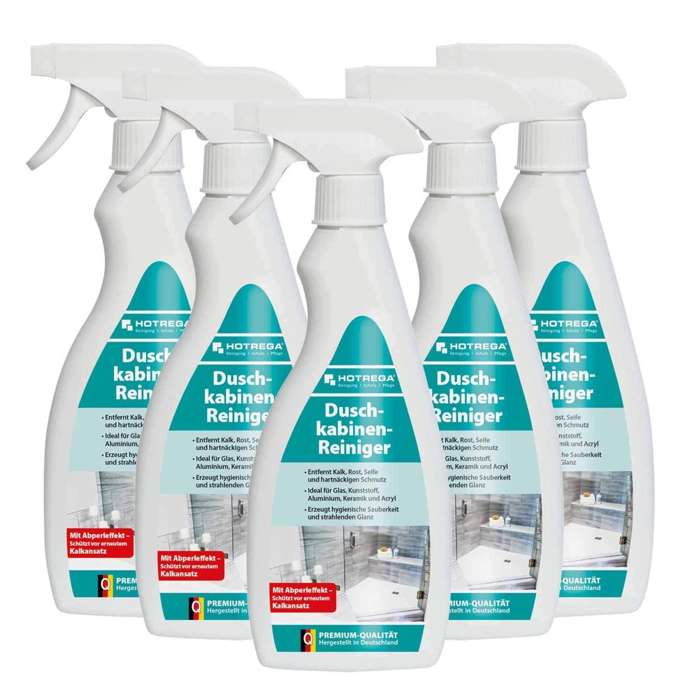 HOTREGA Shower Enclosure Cleaner, 5 x 500 ml | Limescale & Bathroom Cleaner Concentrate