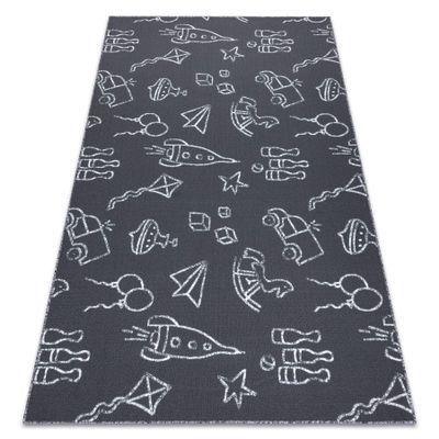 TOYS Children's Rug for Baby or Kids' Room, Gray, 100 x 400 cm