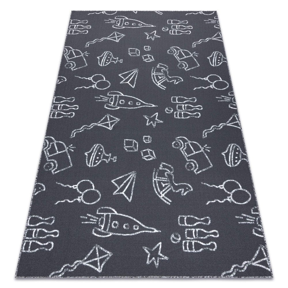 TOYS Children's Rug for Baby or Kids' Room, Gray, 100 x 400 cm