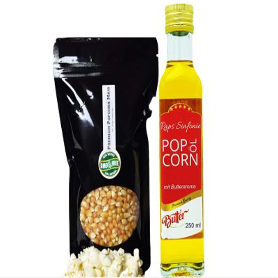 Premium Movie Theater Popcorn, Fresh Bags XL 1:46 Pop Volume (500 g + Oil Set)