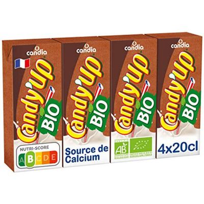 Candia Candy'Up Organic Chocolate Milk Drink, 4 x 200 ml