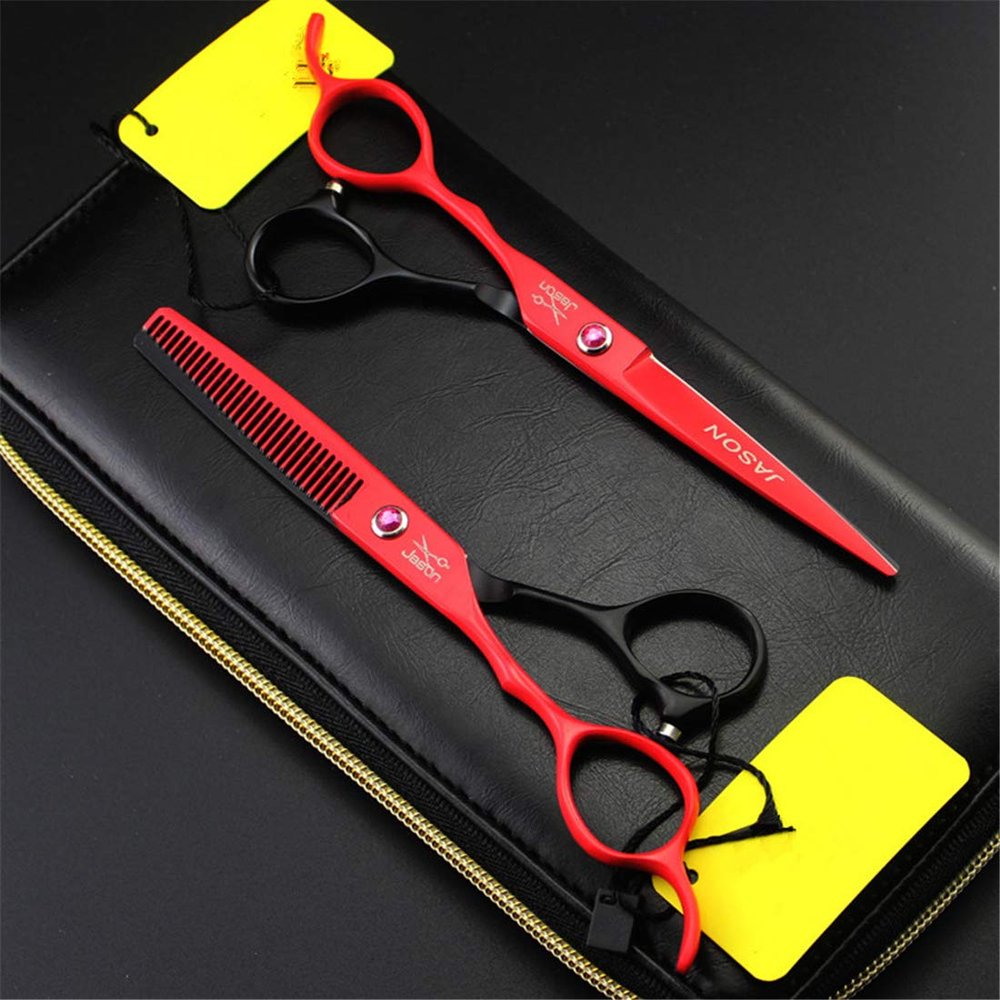 XJST 6-Inch Hair Cutting Scissors Kit, Professional Hairdresser Scissor Kit with Stainless Steel Thinning Scissors for Salon and Home
