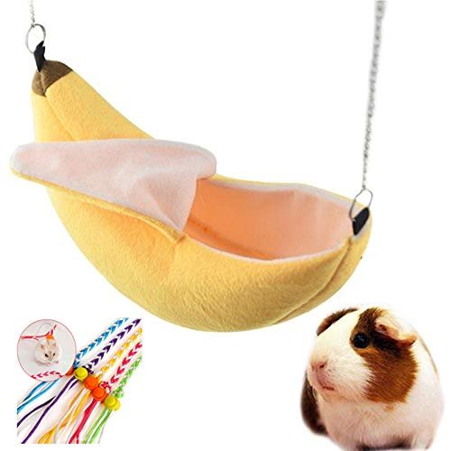 YMZ Banana-Shaped Hanging Hammock for Hamsters and Small Pets, Yellow
