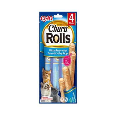 INABA Churu Rolls with 40% Chicken Cat Treats, Grain-Free, Sugar-Free, No Animal By-Products, 40g (1 Pack)