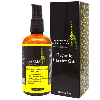 Feelia Organic Moroccan Argan Oil, Cold-Pressed, 100% Pure
