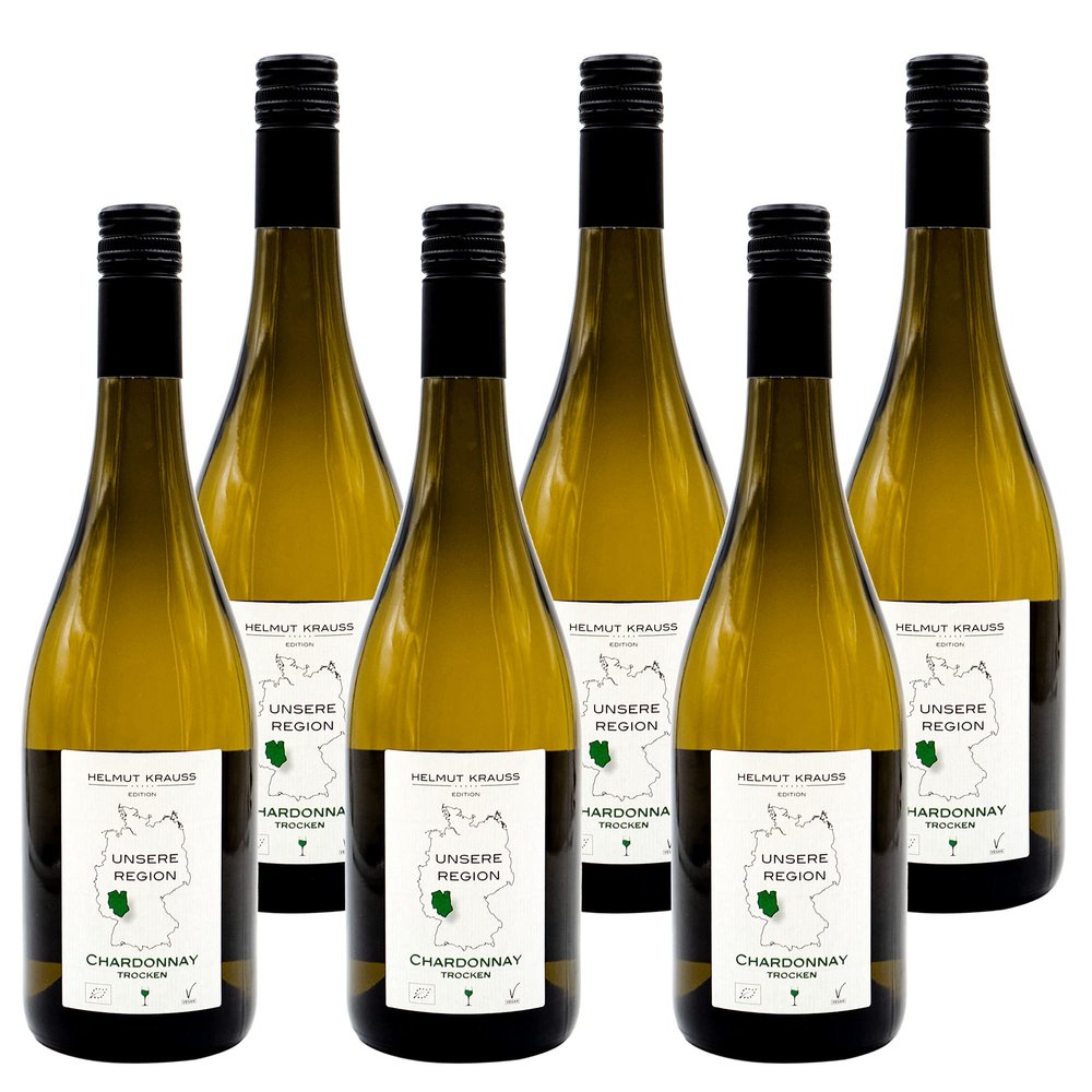 Weingut Krauss Zellertal Chardonnay Dry Estate-Bottled 0.75 L | Organic Wine 13.0% (2020 Vintage) | Mild Acidity | Vegan | Quality Wine with Bioland Seal