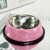 Stainless Steel Rhinestone Pet Bowl, 18 cm view 2