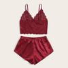 QQQQC Panties & Hipsters for Women, Sexy Lingerie, Wireless Bra, Briefs, Satin Nightwear, Sexy Costume - Red_L view 2