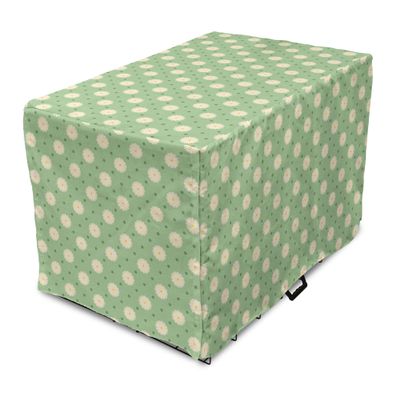 ABAKUHAUS Retro Dog Crate Cover, Spring Plants Yard, Light Green Cream Yellow, 90 x 60 x 70 cm