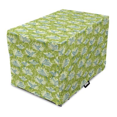 ABAKUHAUS Hummingbird Dog Crate Cover, Lime Green-Blue-Cream, 90 x 60 x 70 cm