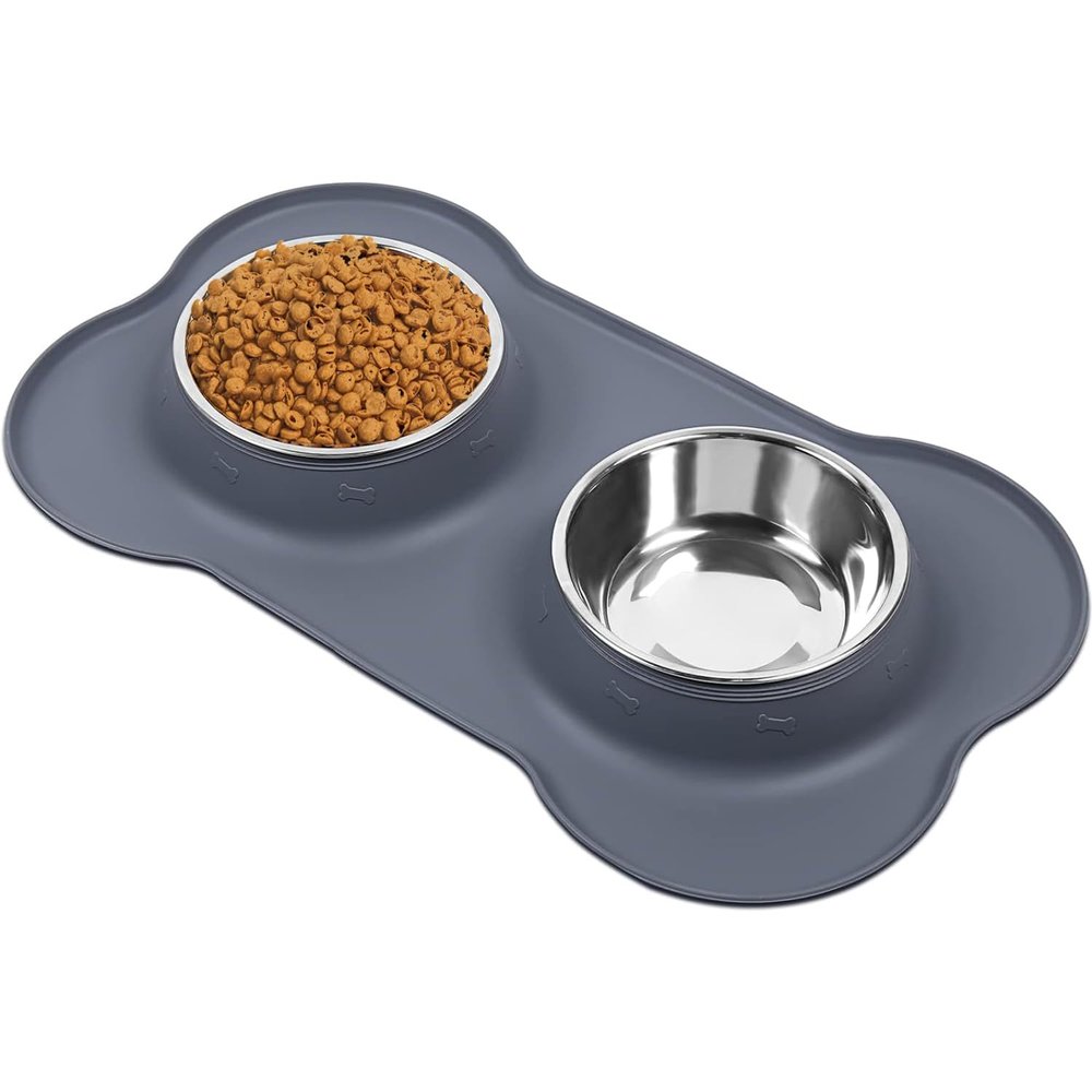 AsFrost Stainless Steel Dog Bowl Set with Non-Slip Silicone Mat