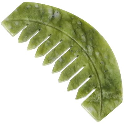 Lurrose Jade Gua Sha Hair Comb, Random Dark or Light Color
