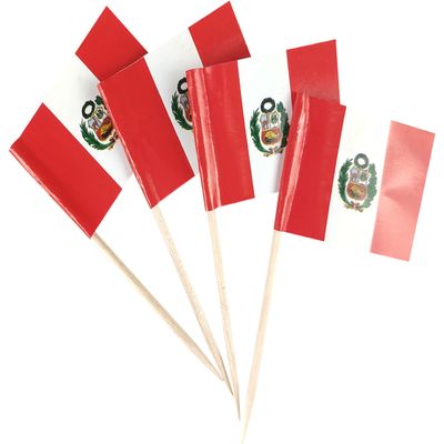 JBCD Peru Flag Toothpicks, Mini Cupcake Toppers, 200 Count