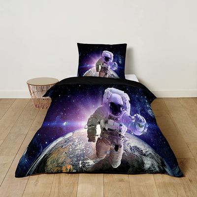Morbuy Kids' Bedding Set with Cosmic Space Pattern, 2-Piece, Microfiber, 135 x 200 cm + 50 x 75 cm