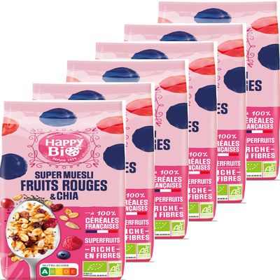 HAPPY BIO Chia and Red Fruit Muesli, 375 g
