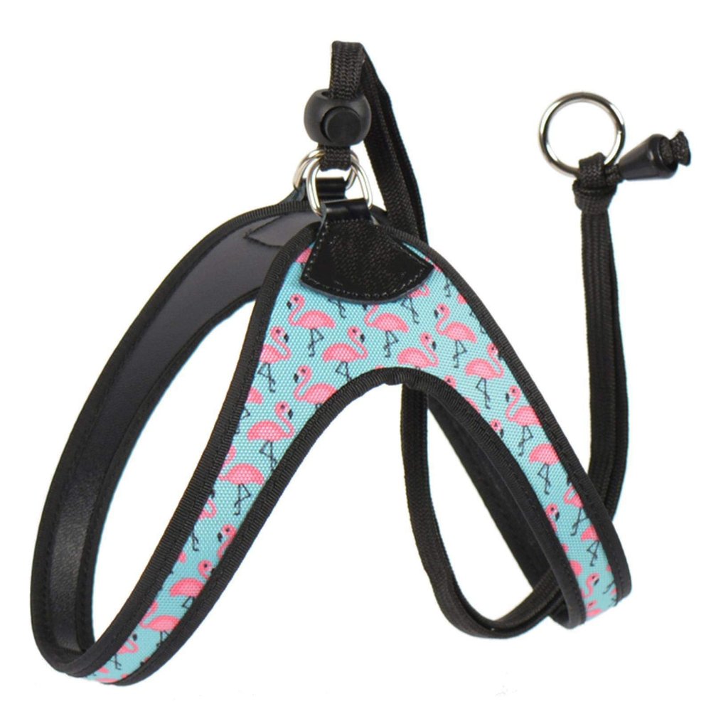 Flamingo-Print Small Dog Safety Harness for Chihuahua, Shih Tzu & Bulldog