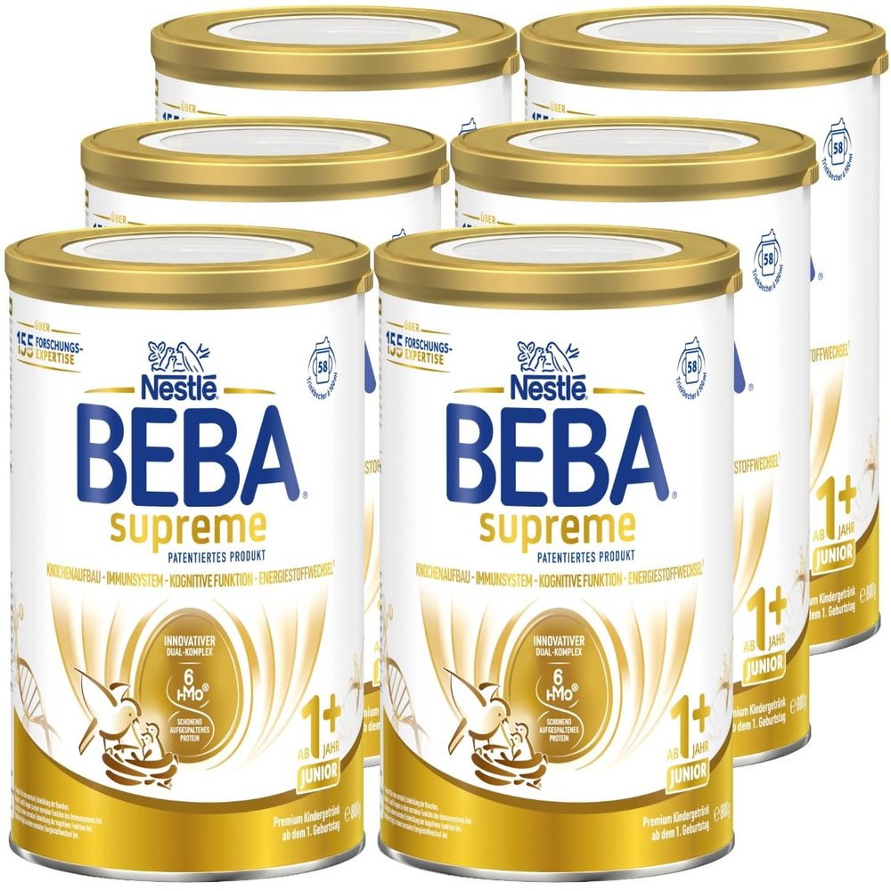 BEBA SUPREME JUNIOR 1+ Toddler Drink from 1 Year, 6 HMOs, 6 x 800 g