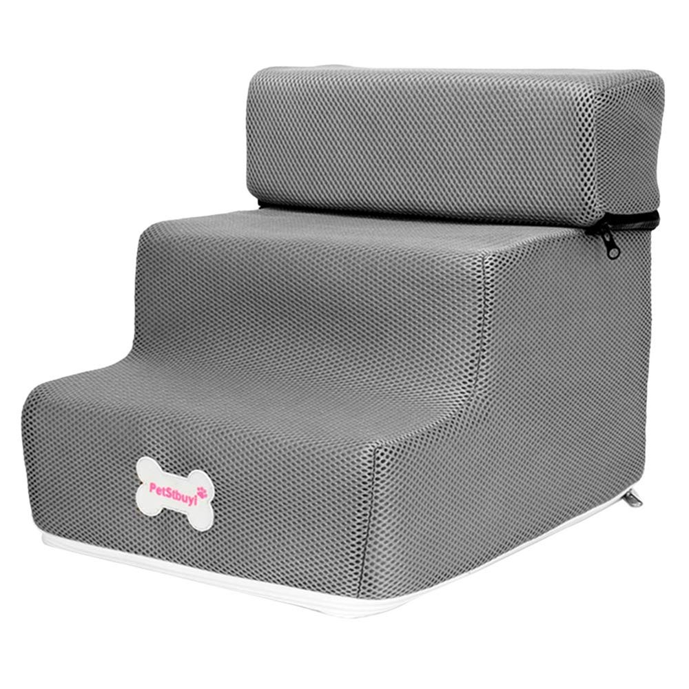 SpirWoRchlan 3-Step Pet Stairs for Dogs and Cats, Gray