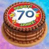 Edible Cake Topper, Cheers 70th Birthday Warning Sign GB20, Round, 14 cm view 3
