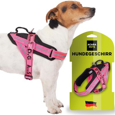 Dog Harness with 3 Metal Rings, Pink, XS