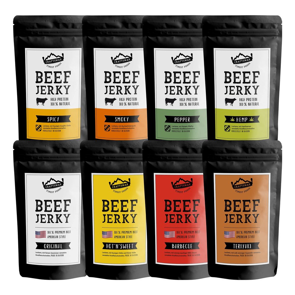 Craftsman Beef Jerky Superpack | 8 x 50 g (400 g) Variety Pack