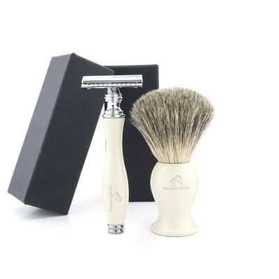 The Body Tools Men's Shaving Set with Pure Badger Bristles and Double-Edge Safety Razor