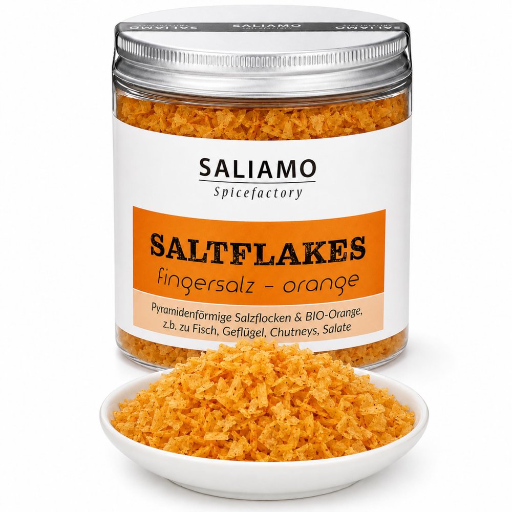 Saliamo Finger Salt, Pyramid Salt – 125 g Sea Salt Flakes, Orange