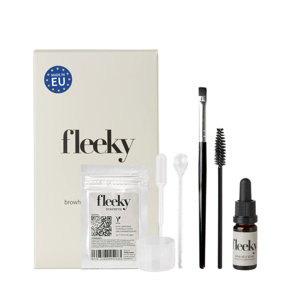fleeky Browhenna Kit - DIY Eyebrow Tint for Brows on Fleek, Henna Powder for Natural-Looking Brows, Perfect for Girls' Night or as a Birthday Gift (Mini, Light Brown)