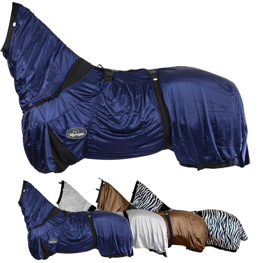 Marengos Eczema Fly Sheet with Neck Cover & Belly Flap, Midnight Blue, 155 cm