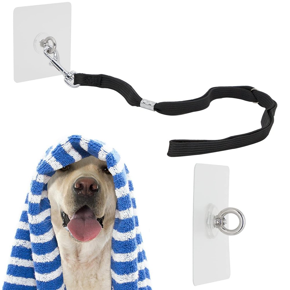 Dog Bathing Leash with Adhesive Hook Clamp and Adjustable Collar