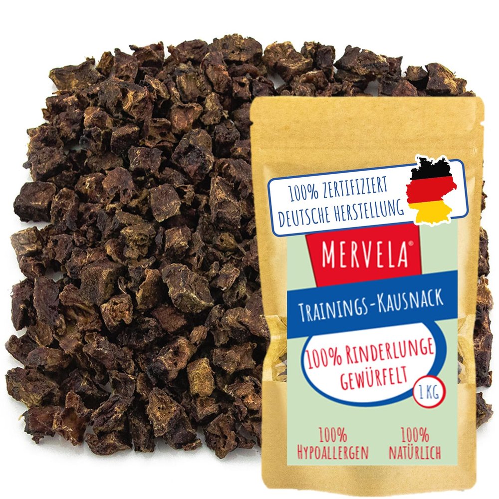 MERVELA Diced Beef Lung Training Treats, 1,000 g