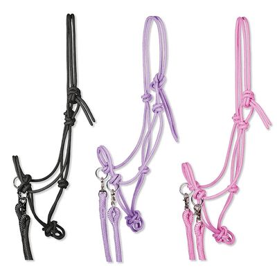 PFIFF 102937 Rope Halter with Rein, Swivel Snap Carabiner, Purple, Shetland Pony