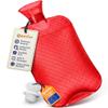 Qomfor Hot Water Bottle, 1.8 L, Premium, Red, No Cover view 1