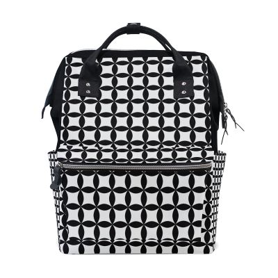 LDIYEU Black and White Diaper Backpack