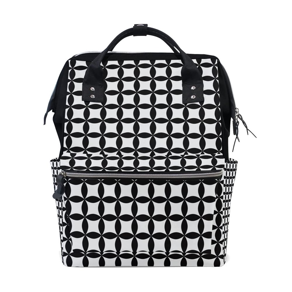 LDIYEU Black and White Diaper Backpack