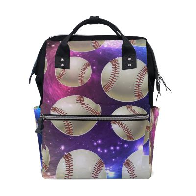 LDIYEU Baseball Diaper Bag Travel Backpack, Large-Capacity Shoulder Bag for Moms