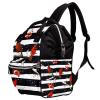 Diaper Bag Backpack with Retro Winter Birds and Cardinal Pattern view 2