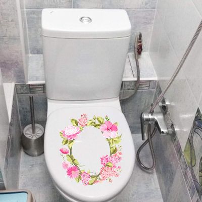 SHMAZ Fresh Pink Garland Toilet Seat Sticker, 19.9 × 23 cm