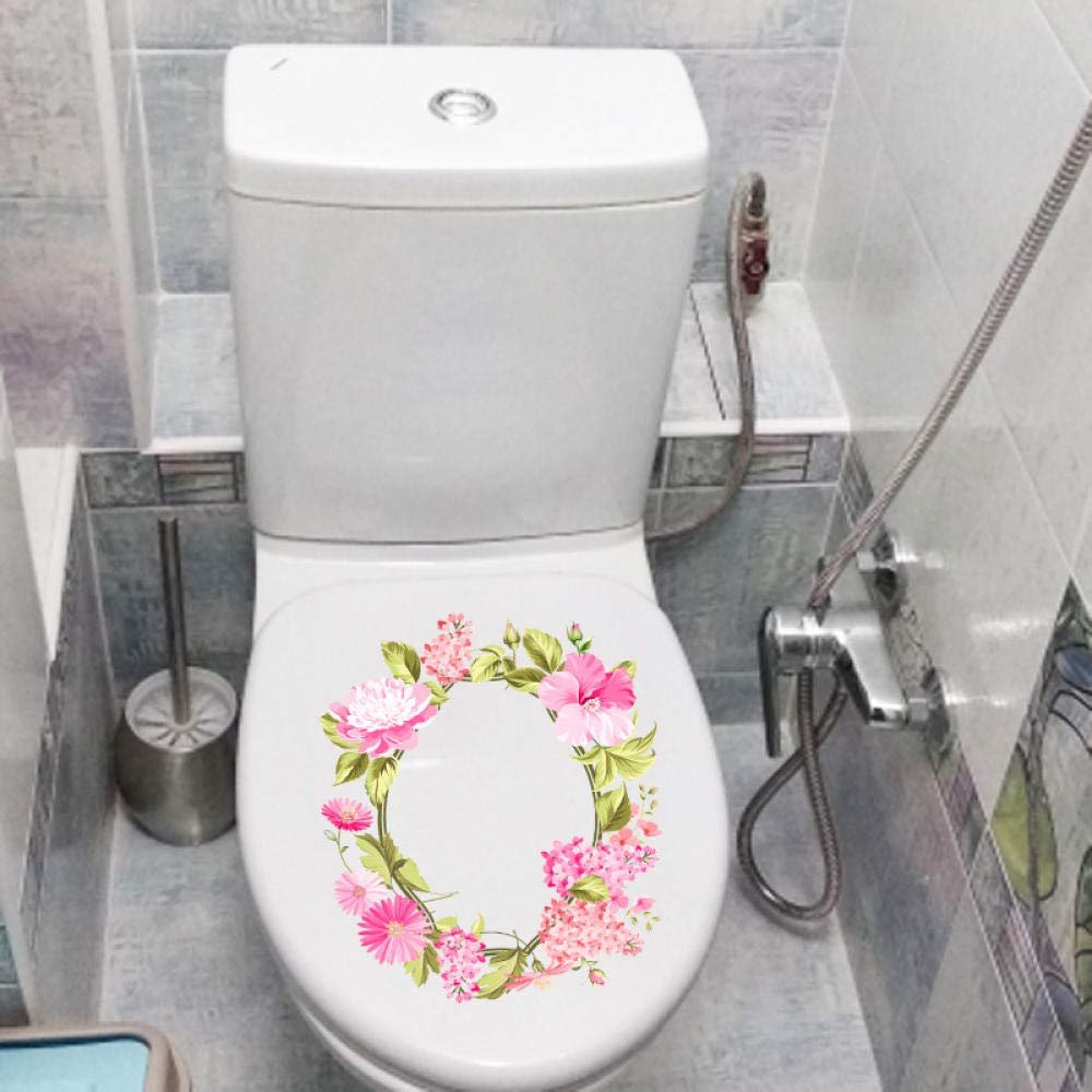 SHMAZ Fresh Pink Garland Toilet Seat Sticker, 19.9 × 23 cm